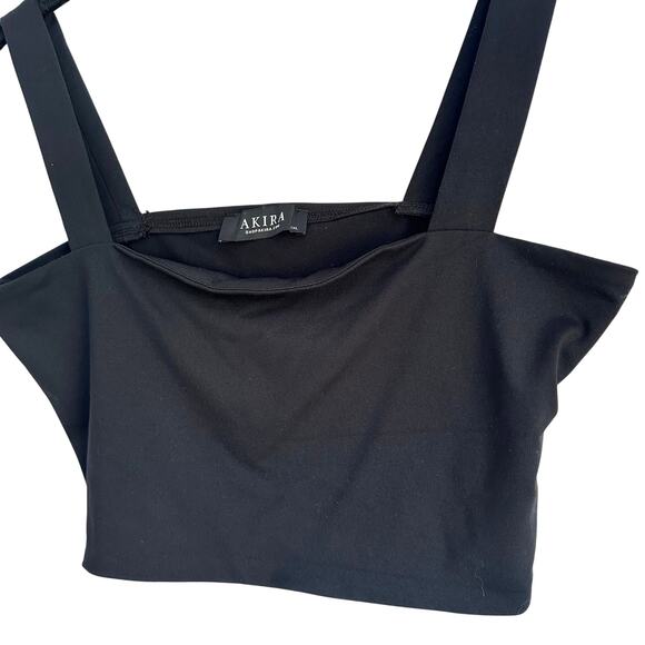 AKIRA Black Cropped Tank Top XXL Square Neck Stretch‎ - Picture 3 of 5